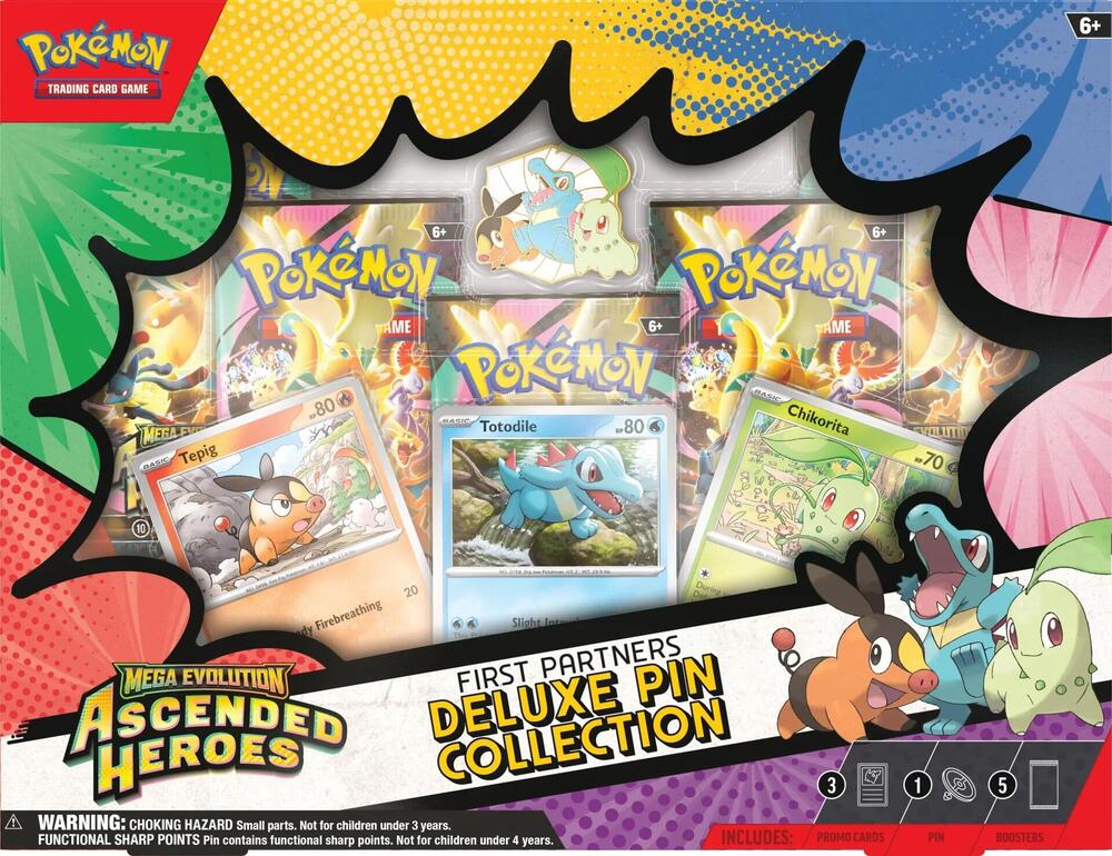 Ascended Heroes First Partners Deluxe Pin Collection box and contents