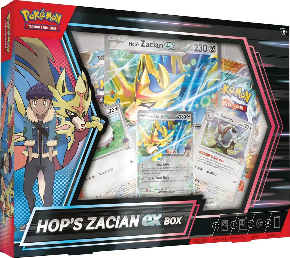 Hop's Zacian ex Box box and contents
