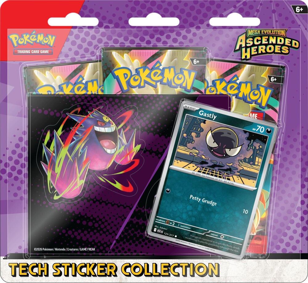Ascended Heroes Tech Sticker Collection - Gastly box and contents