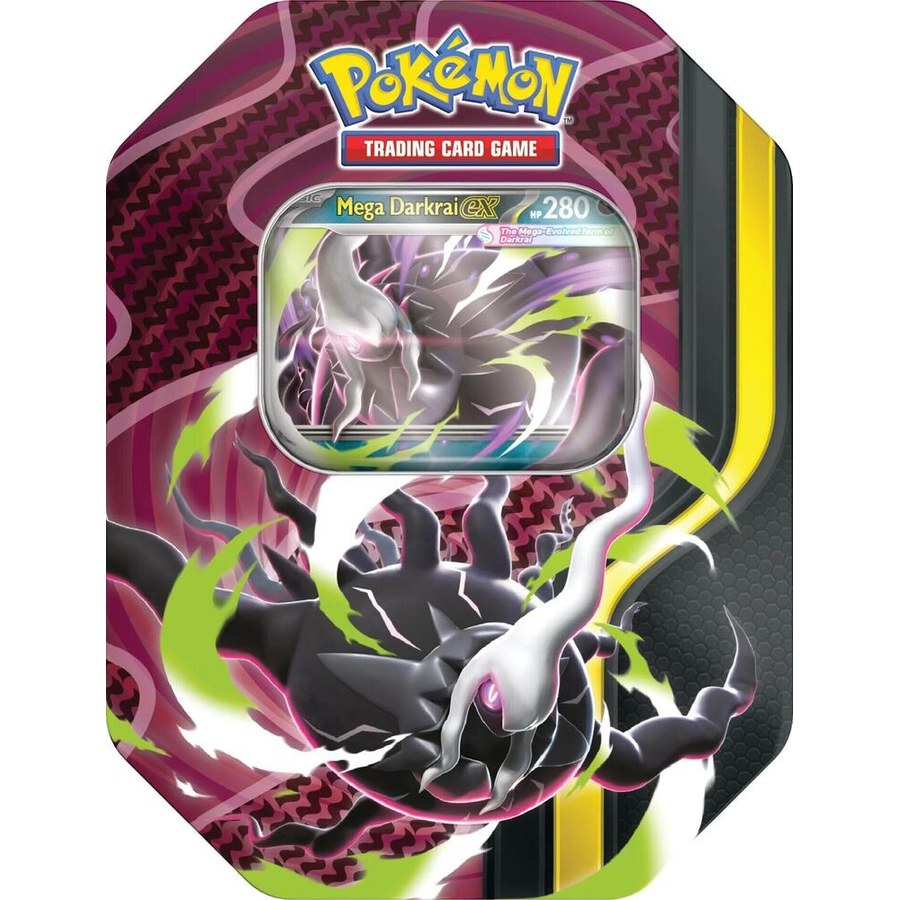Mega Forces Tin (Mega Darkrai ex) box and contents