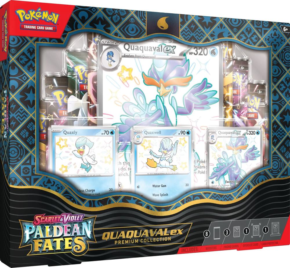 Paldean Fates Premium Collection [Quaquaval ex] box and contents