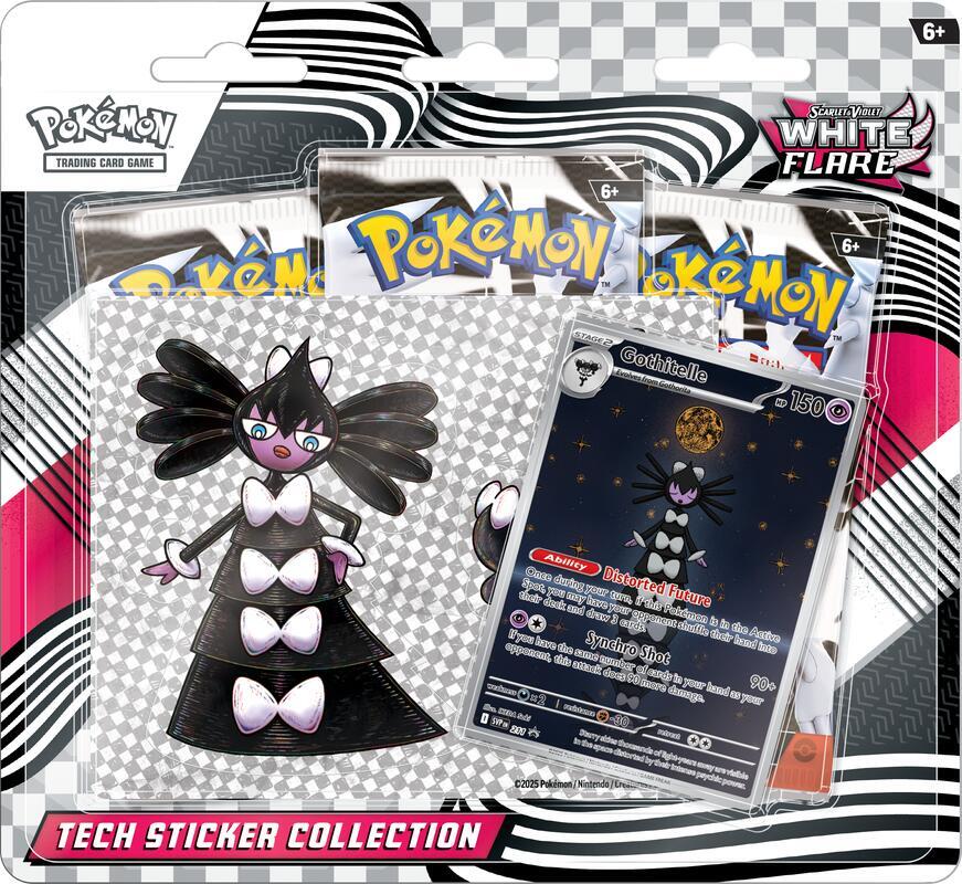 White Flare Tech Sticker Collection box and contents